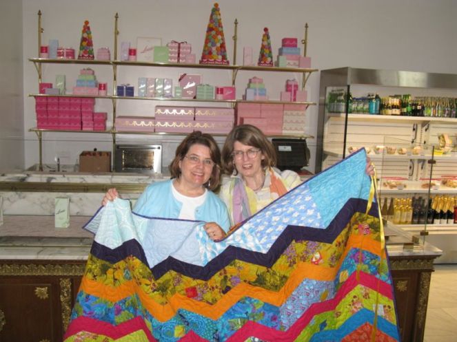 Giving Christine the quilt