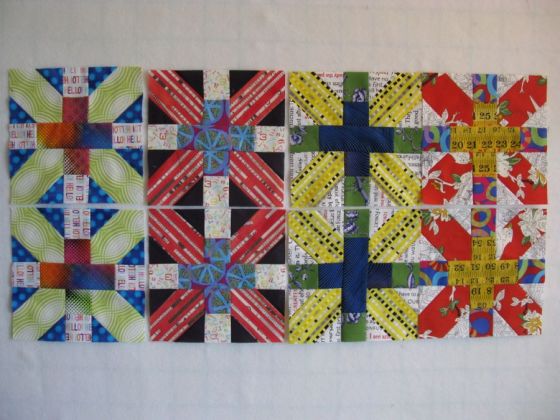 Jan CrossX quilt blocks lined up