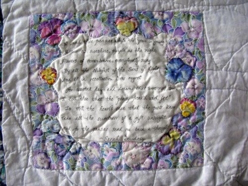 And For the Pansies Poem on Label