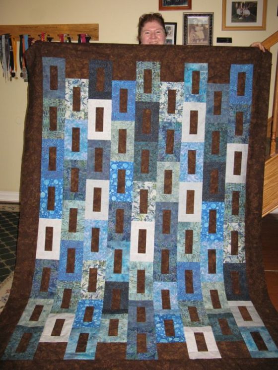 Jean and her quilt July 2014
